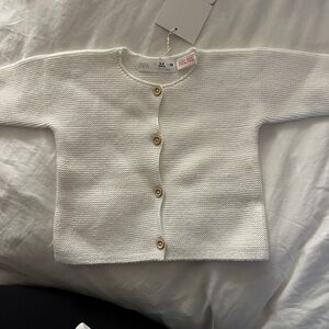 NWT Zara white knit cardigan sweater 3-6 months